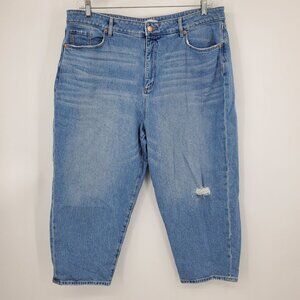 Loft Ann Taylor Curvy High Rise Barrel Jeans in Light Mid Indigo Wash 33/16 Peti